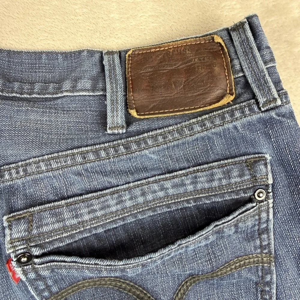 Levis 527 Jeans Men 38x32 (Fit 36x29) Blue Bootcut Slim Leather Patch Rodeo 2010